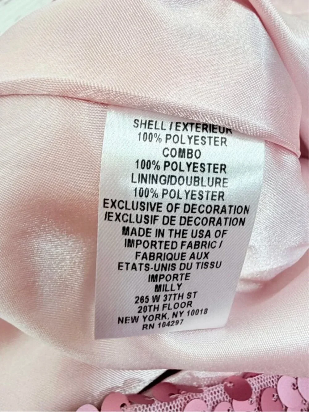 Milly Minis Girls size 10 Pink Sequin Black Bow Lined Dress